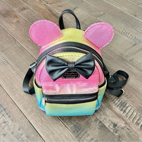 Disney Parks x Loungefly Collab Minnie Backpack Bag Sequins Rainbow Sparkles main image 10
